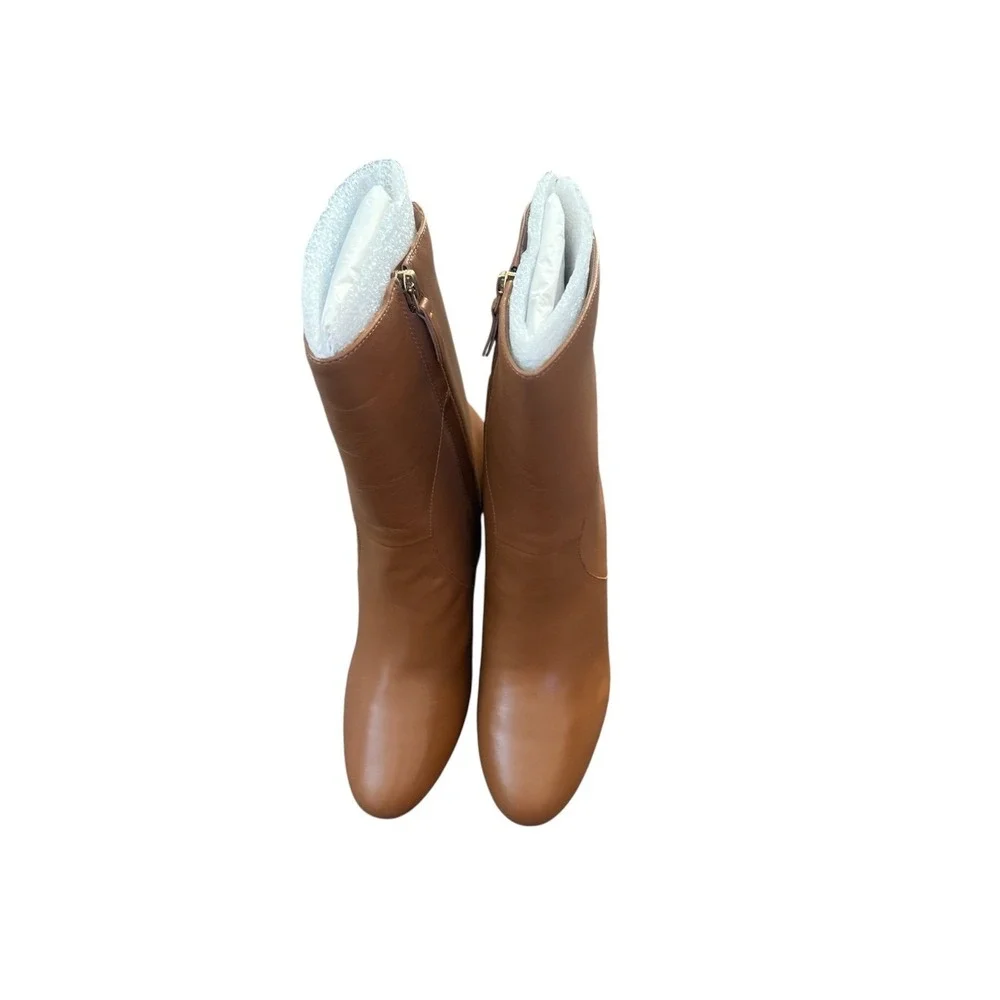 Naturalizer Harlene Leather Heeled Ankle Boots Women's Size 9.5M Tan Brown‎